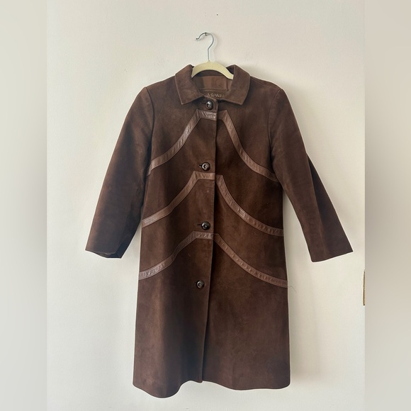 Leda Jackets & Blazers - Leda Spain Chocolate Suede Coat